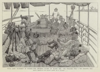 Med Lord Dufferin i Burma, den framskjutna vakten ombord på Sir William Peel, inga dacoiter ännu